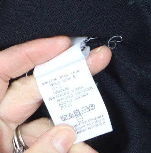 Maria Bellentani Women Black Wool Blend Pullover Jumper Size 10