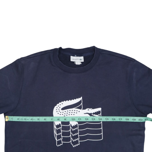 Lacoste Men's Blue Crew Neck Graphic Logo Pullover Sweatshirt M