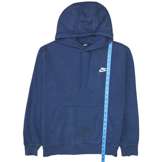 Nike Men Blue Pullover Hoodie L Fleece Logo Sportswear