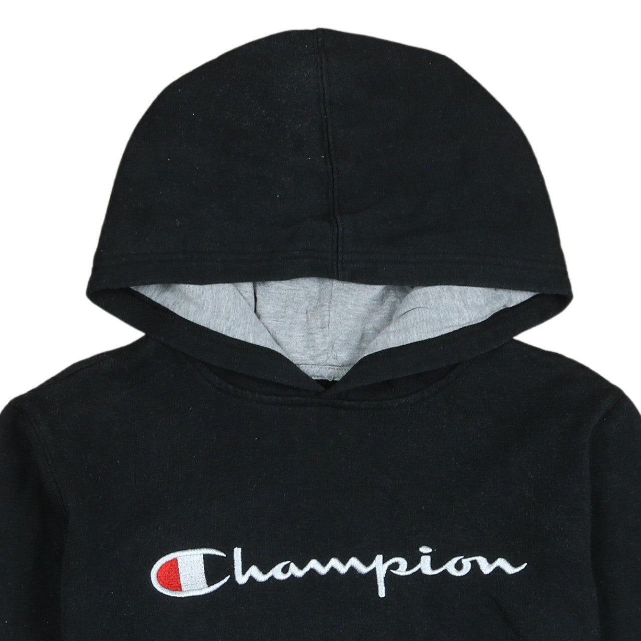 Champion Boys Black Pullover Hoodie L Logo Embroidered Fleece Sweatshirt