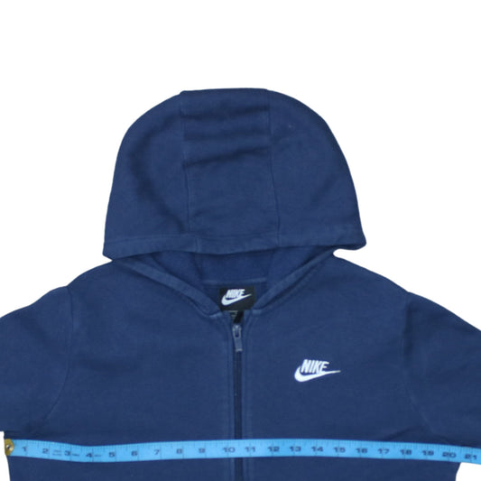 Nike Boys Blue Full Zip Fleece Hoodie XL 158-170cm Logo Casual Sportswear
