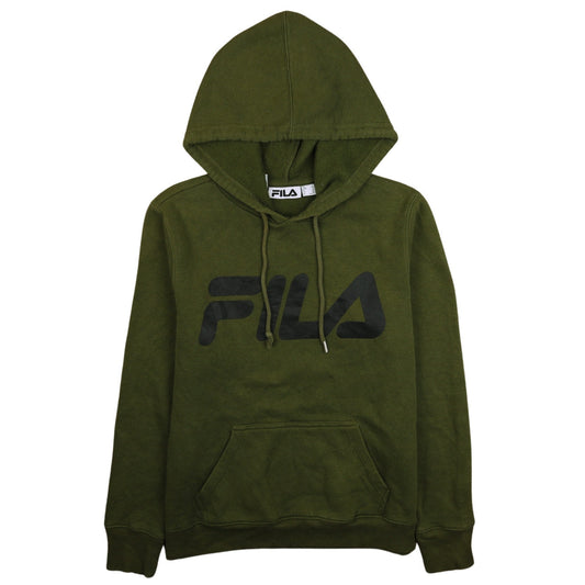 FILA Womens Green Pullover Hoodie Size L Logo Casual Sweatshirt