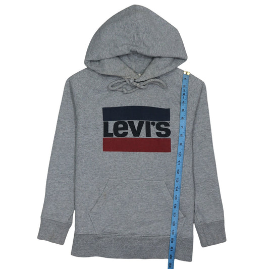 Levi's Mens Grey Pullover Hoodie Medium Logo Print Fleece
