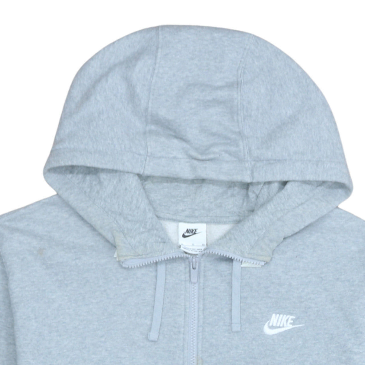 Nike Womens Grey Full Zip Hoodie XL - Cotton Blend Casual Sweatshirt