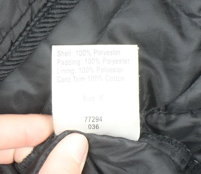 Fabric Black Quilted Mid-Length Lightweight Jacket Size S