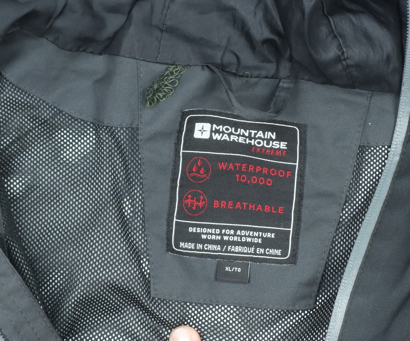 Mountain Warehouse Men's Black Waterproof Hooded XL Rain Jacket