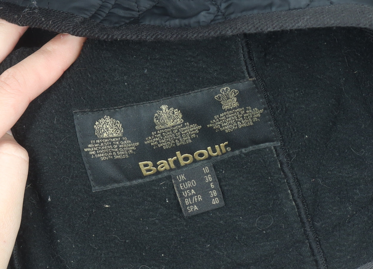 Barbour Women Black Quilted Belted Jacket Size 10 Outdoor Style