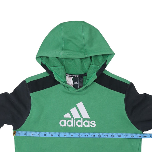 Adidas Boys Green & Black Pullover Hoodie Size 15-16 Years Regular Fit