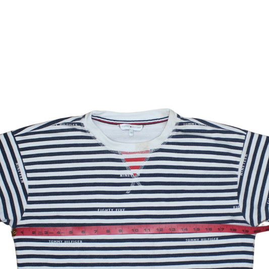 Tommy Hilfiger Women's Navy Stripe XS Pullover Sweatshirt