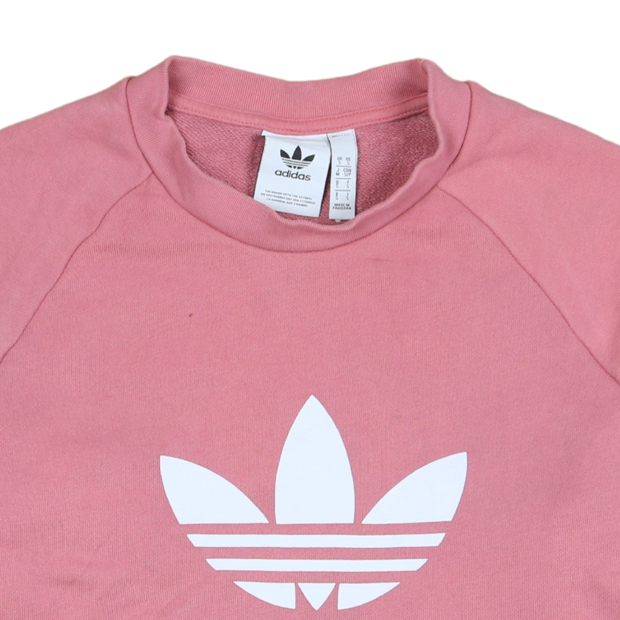 Adidas Womens Pink Crew Neck Sweatshirt Size S Cotton Logo Pullover