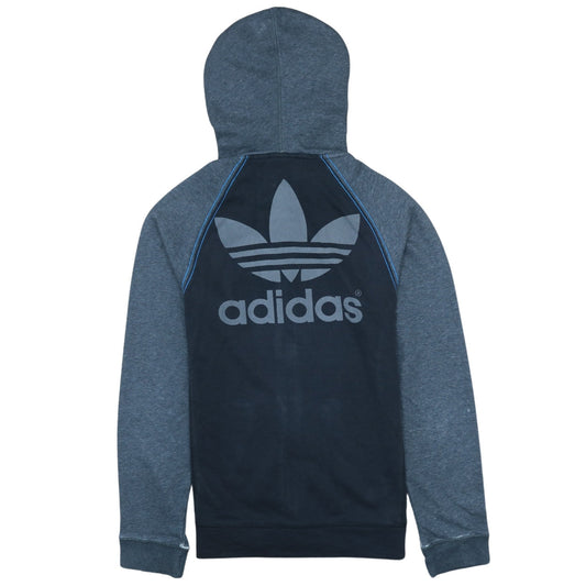 adidas Mens Blue Full Zip Hoodie XS Logo Graphic Sportswear