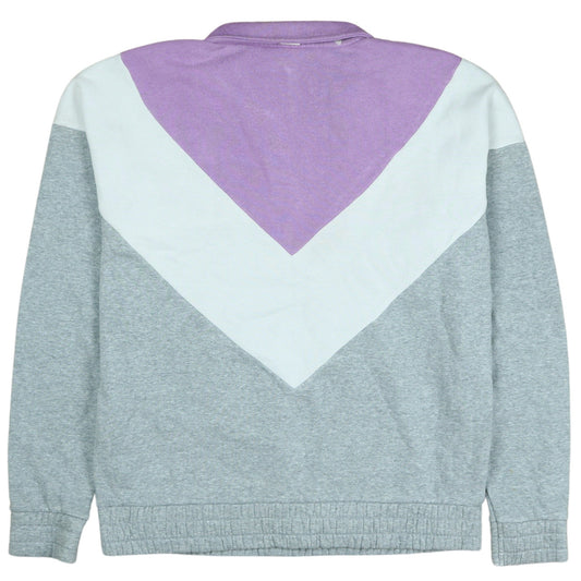 Fila Womens Grey Purple White 1/4 Zip Sweatshirt Size S