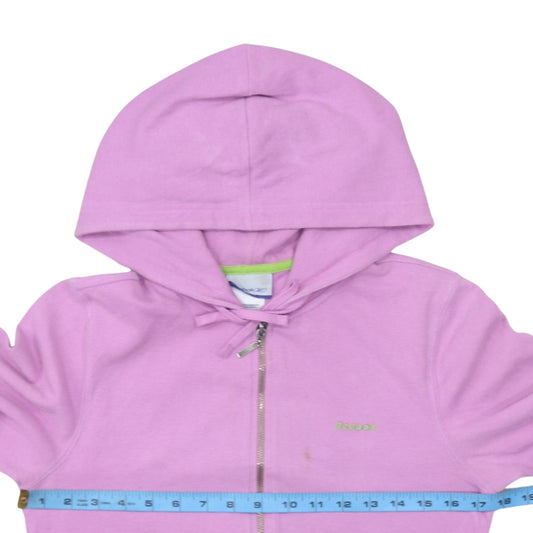 Reebok Womens Pink Full Zip Hoodie Size 12 Cotton Blend Casual Sweatshirt