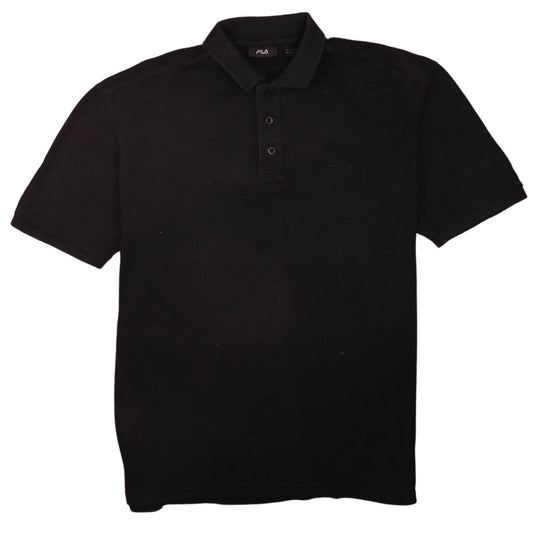 FILA Men’s Black Cotton Short Sleeve Polo Shirt Size L