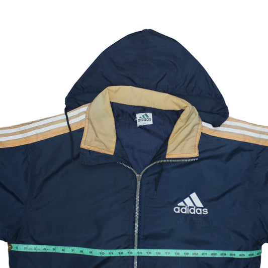 Adidas Mens Blue 2XL Retro Hooded Windbreaker Jacket