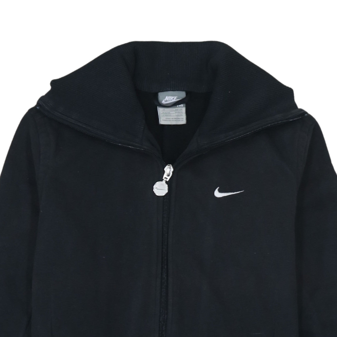Nike Women Black Full Zip Hoodie Sweatshirt Size 12 M Logo Zip Pockets