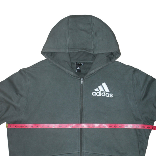 Adidas Men's Grey 2XL Full Zip Hoodie with Logo Design