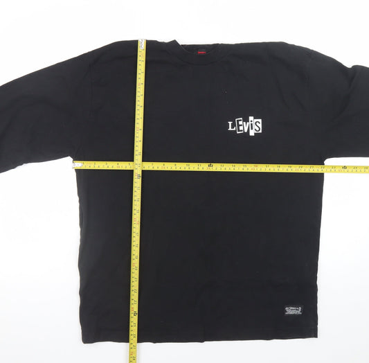 Levi's Men's Black Long Sleeve Crew Neck Logo T-Shirt Size M