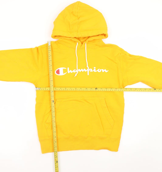 Champion Womens Yellow Hoodie Small Pullover Cotton Logo Casual