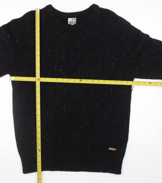Firetrap Men's Black XL Cable-Knit Crew Neck Jumper