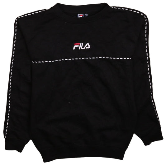 FILA Mens Black XS Crew Neck Logo Pullover Sweatshirt