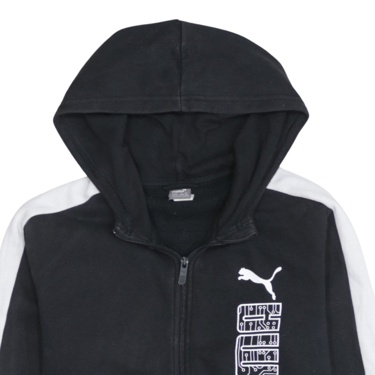 Additional view of Puma boys’ black full zip hoodie 15-16 years sportswear logo cotton blend