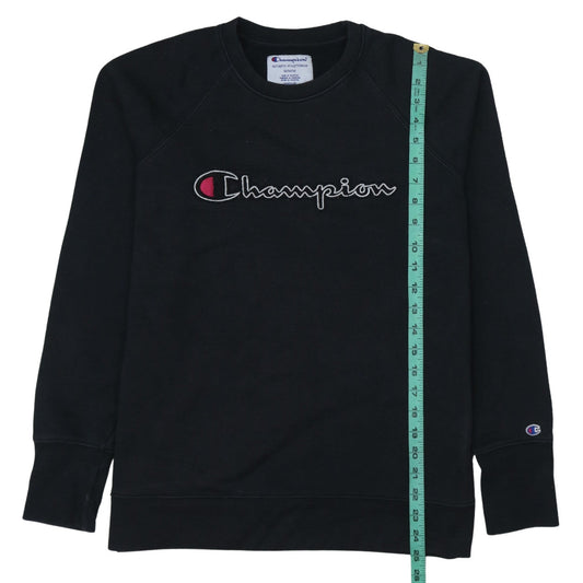 Champion Men's Black Pullover Sweatshirt M Embroidered Logo Crew Neck