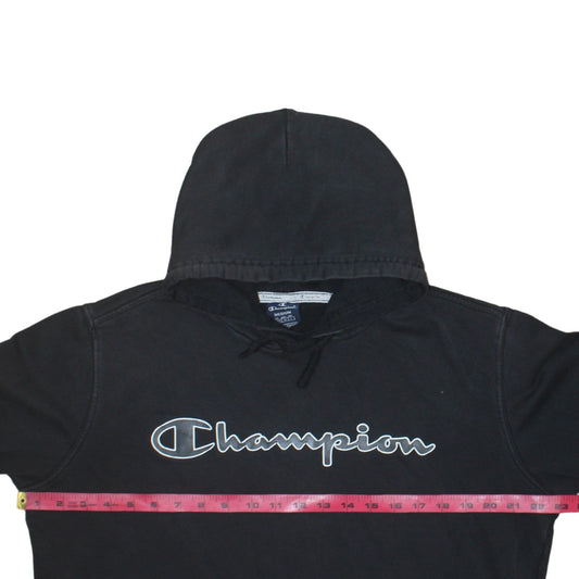 Champion Men's Black Pullover Hoodie Medium Logo Fleece Sweatshirt
