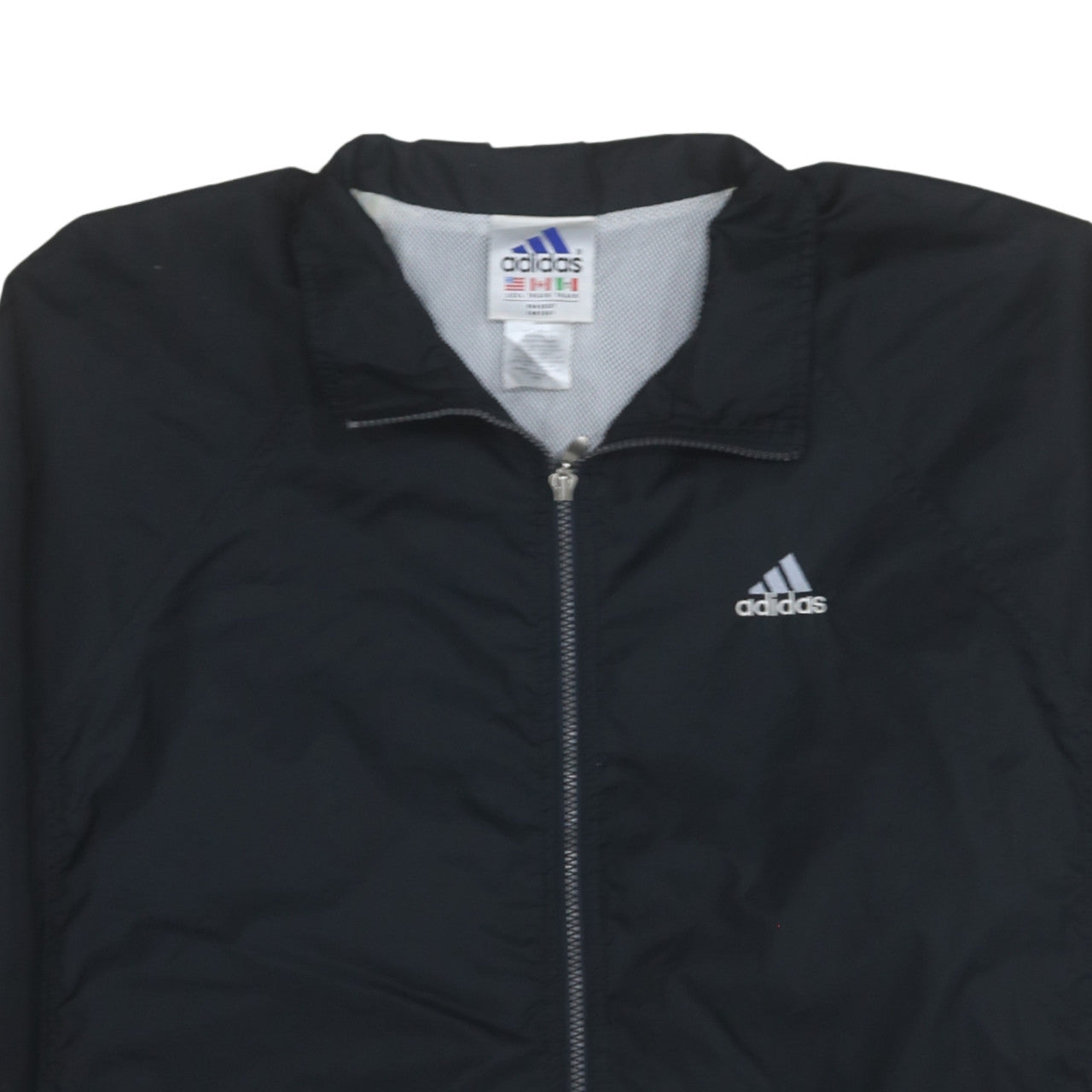 Adidas Mens Black L Windbreaker Zip Jacket Lightweight Sportswear