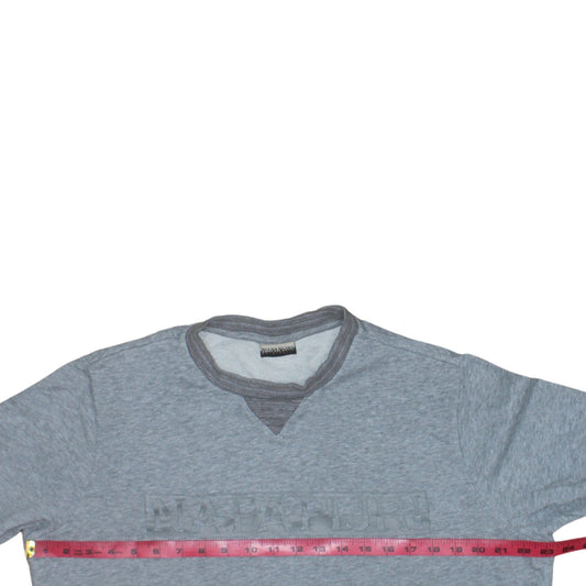 Napapijri Men's Grey Crew Neck Pullover Sweatshirt Size M