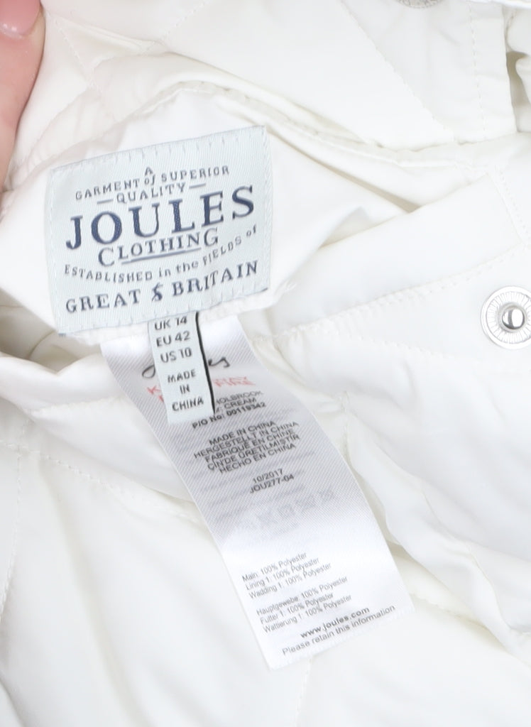 Joules Womens Ivory Floral Puffer Waistcoat Size 14 Quilted Gilet