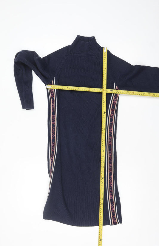 Tommy Jeans Women’s Blue XS Jumper Dress High Neck Long Sleeve