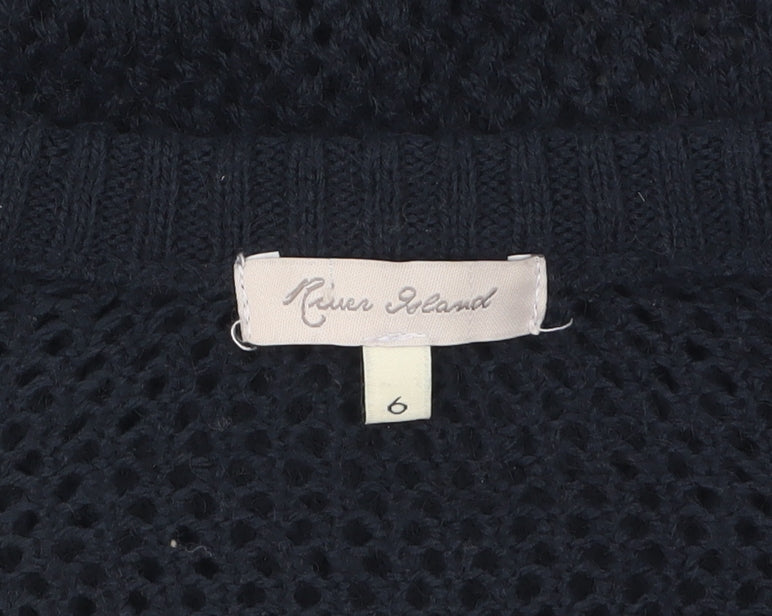 River Island Women's Black Open-Knit Pullover Jumper Size 6