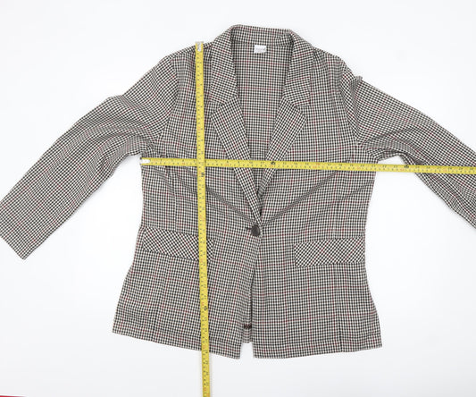 Bossini Women's Brown Check Blazer XL UK 16 Single-Breasted Jacket