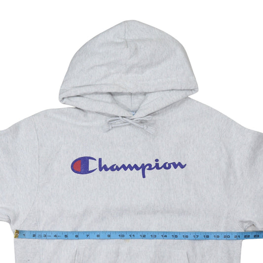 Champion Men's Grey Medium Pullover Hoodie Reverse Weave Logo Sweatshirt