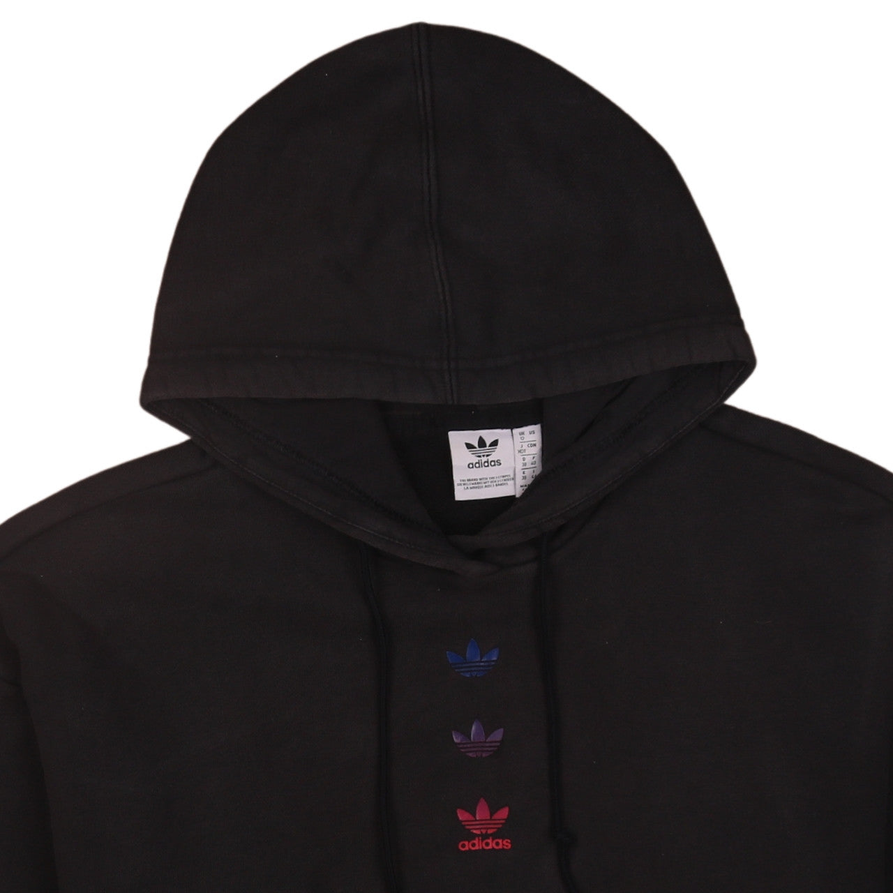 Adidas Womens Black Pullover Hoodie UK 12 Hooded Sweatshirt
