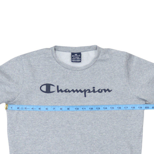 Champion Boys Grey Pullover Sweatshirt XL 13-14 Years Logo Crew Neck Fleece