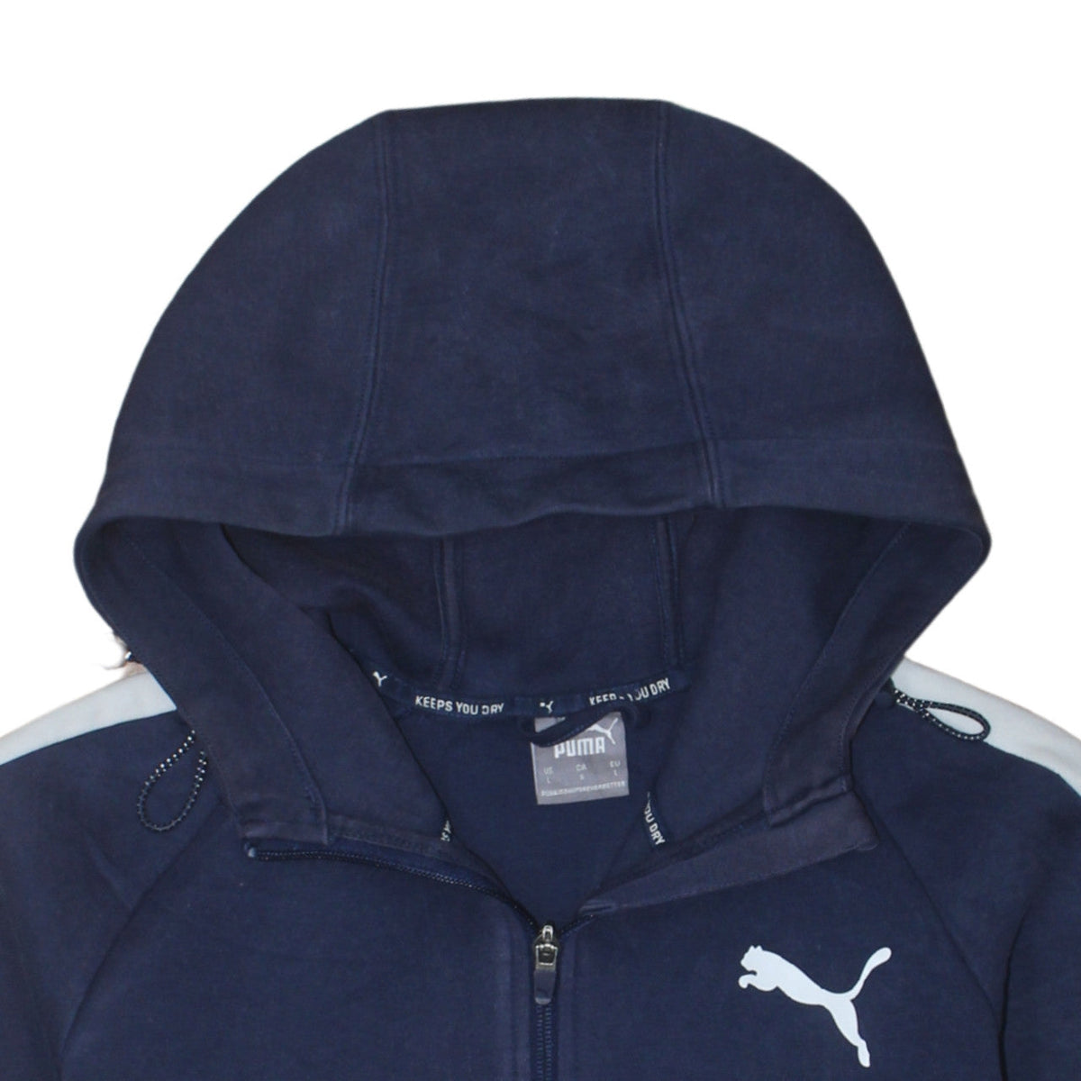 Additional view of Puma Men Blue Full Zip Hoodie, size L, Sports Fleece Sweatshirt