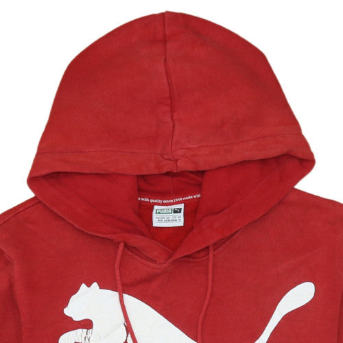 Puma Men's Red Pullover Hoodie M Logo Graphic Sportswear