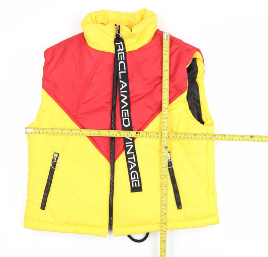 Reclaimed Vintage Men's Multicoloured Puffer Waistcoat S Retro Style