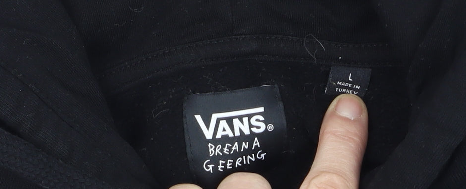 Vans Breana Geering Black Pullover Hoodie Men L Embroidered Snake Graphic