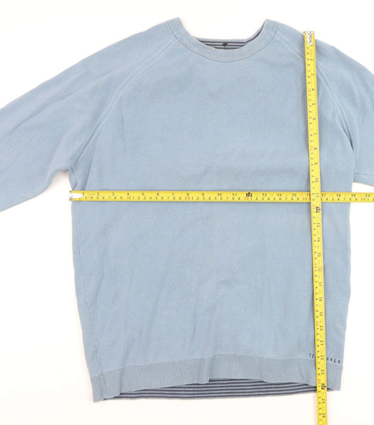 Ted Baker Men's Blue Cotton Crew Neck Pullover Jumper L