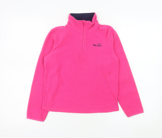 Peter Storm Girls Pink Fleece 1/2 Zip Pullover Sweatshirt 7-8 Years