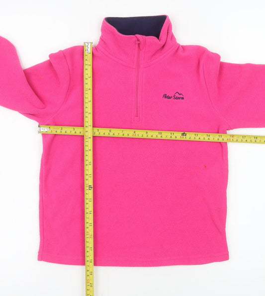 Peter Storm Girls Pink Fleece 1/2 Zip Pullover Sweatshirt 7-8 Years