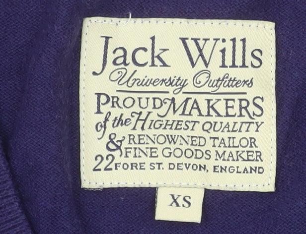Jack Wills Men's Purple XS V-Neck Cotton Cashmere Jumper