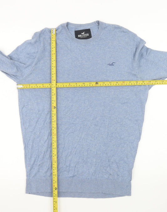Hollister Men Blue Cotton Blend Crew Neck Pullover Jumper Size L