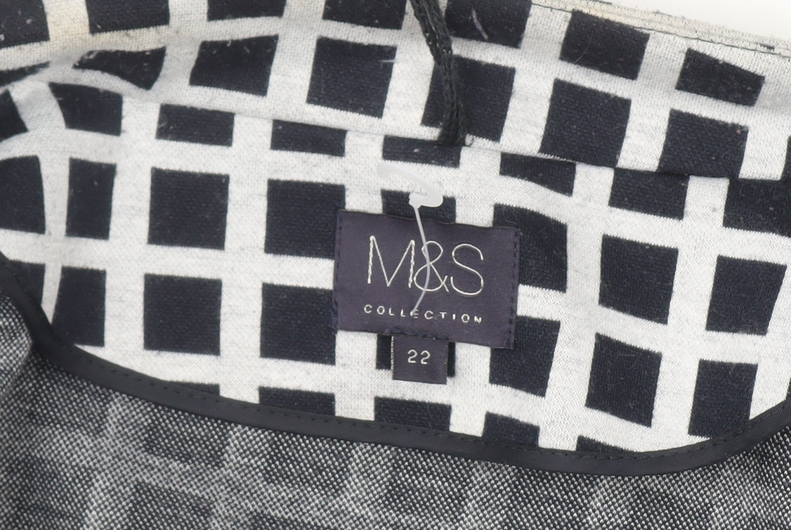 Marks and Spencer Women Blue Check Blazer Size 22 Regular Fit