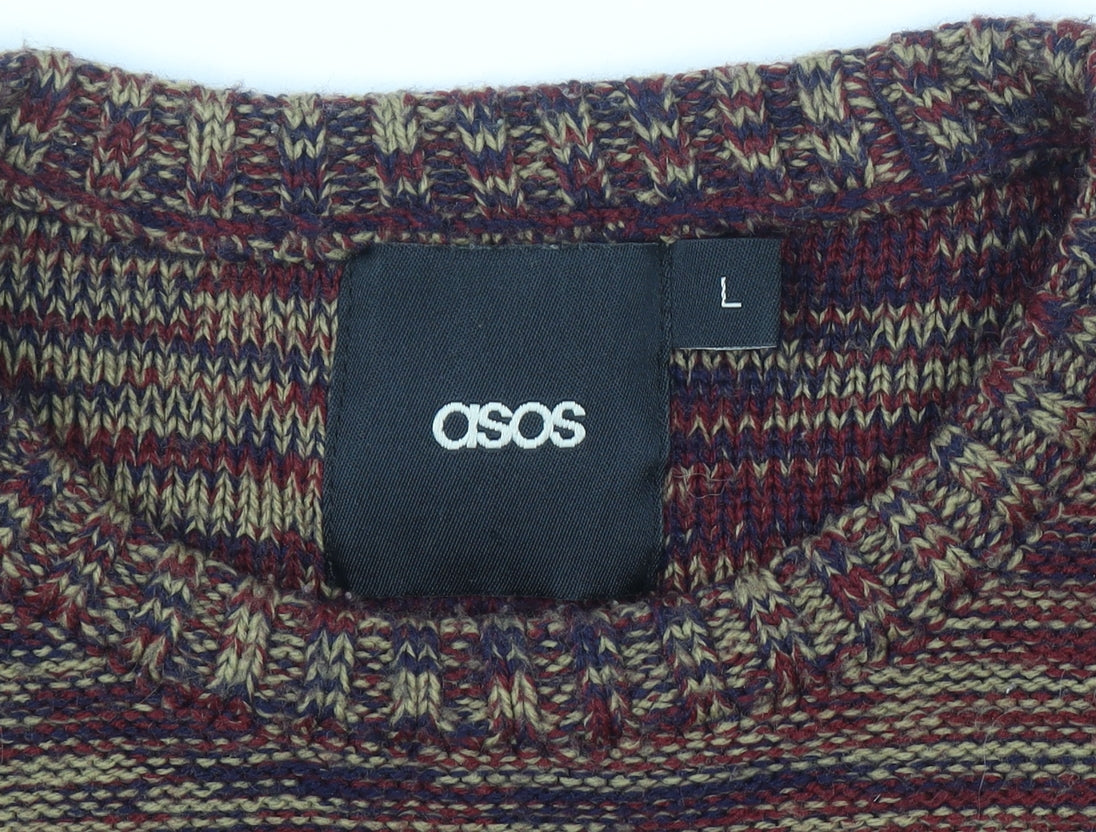 ASOS Men’s Multicoloured Acrylic Knit Crew Neck Jumper L