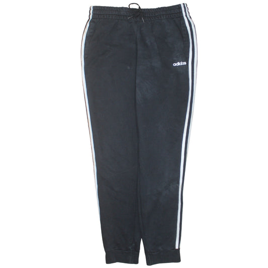 adidas Womens Black L Track Pants Elastic Waist Side Stripe Joggers