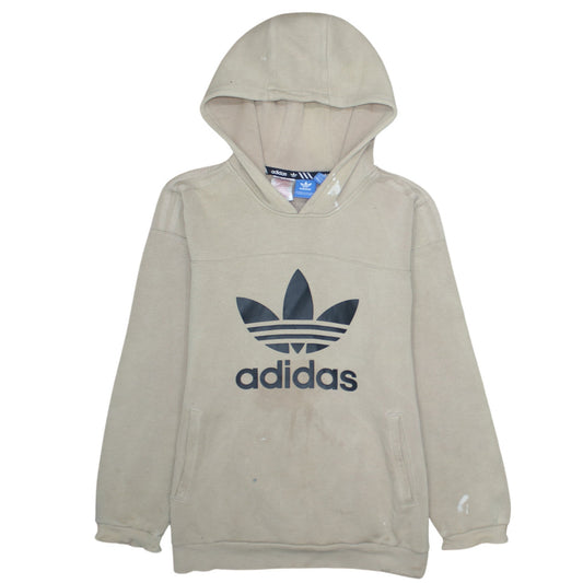 Adidas Boys Beige Hooded Pullover Hoodie XL 15-16 Years Logo Print